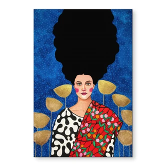 Wanddecoratie Vrouw in een veld met gouden bladeren - Alu-Dibond - Hülya 