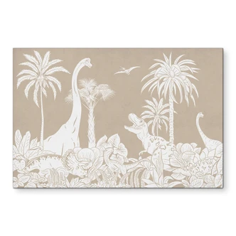 Wanddecoratie Dinosaurussen in de wilde jungle - Bruin - Kikki Belle - Aluminium dibond 