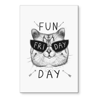 Muurschildering Kat met zonnebril - Fun Friday Cat - Korenkova - aluminium dibond 