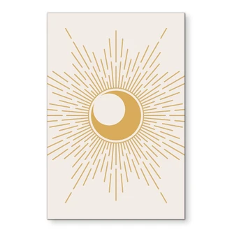 Wanddecoratie Gouden zonnestralen - KsanaKalpa - Alu-Dibond 