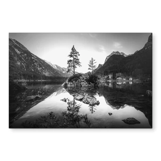 Wandbild Malerische Landschaft mit glasklarem Bergsee - Hintersee - Alu-Dibond 