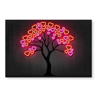 Wanddecoratie Boom met rode harten - Mielu - Alu-Dibond 