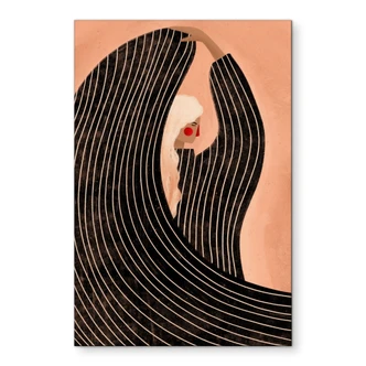 Wandbild Frau mit schwarzem Streifenkleid - Müller - Alu-Dibond 