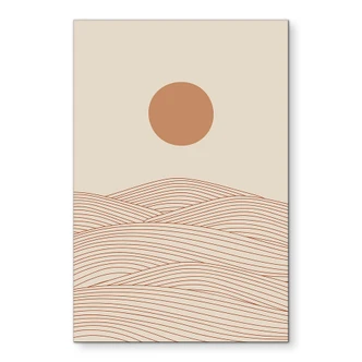 Wandbild Sonnenaufgang über der abstrakten Wüste - Playell - Alu-Dibond 