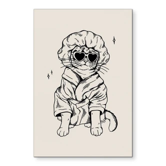 Wandbild Entspannte Katze mit Herzbrille - Royle - Alu-Dibond 