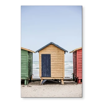 Wanddecoratie kust - Kleurrijke hutten aan zee - Geschoten door Clint - Alu-Dibond 