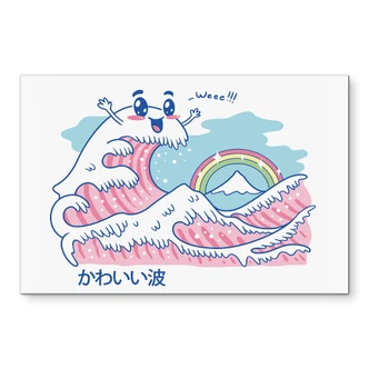 Wandbild Kawaii Welle mit Regenbogen und Berg Fuji - Trinidad - Alu-Dibond 