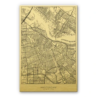 Alu-Dibond goud effect - Plattegrond Amsterdam 