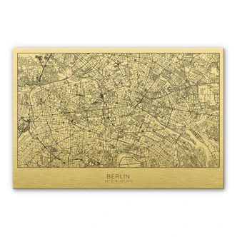 Alu-Dibond goud effect - Plattegrond Berlijn 