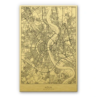 Alu-Dibond mit Goldeffekt Stadtplan Köln 