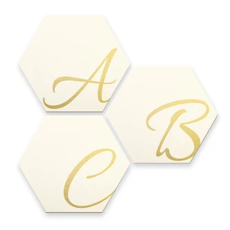Hexagon Letters - Alu-dibond goudeffect wit 