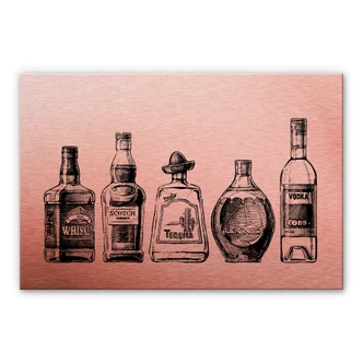 Alu-Dibond Kopereffect – 5 Flessen met lol Alu-Dibond Kopereffect – 5 Flessen met lol