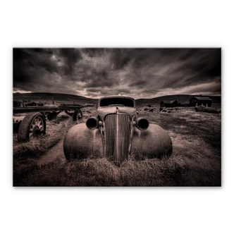 Dibond Schilderij met koper effect Schlipf - Too old to travel 