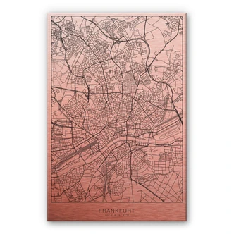 Alu-Dibond mit Kupfereffekt Stadtplan Frankfurt 