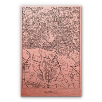 Alu-Dibond mit Kupfereffekt Stadtplan Hamburg 