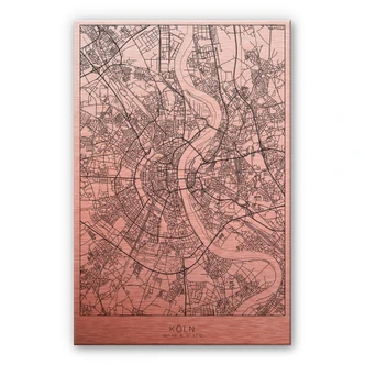 Alu-Dibond mit Kupfereffekt Stadtplan Köln 
