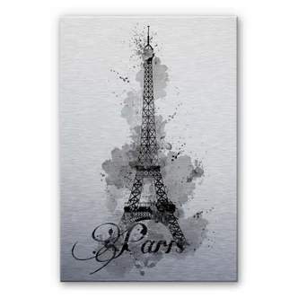 Aluminium Dibond De Eiffeltoren Aquarel zwart/wit 