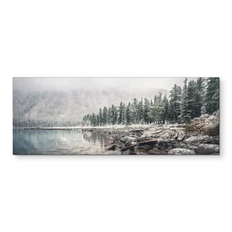 Wandbild Winterwald am See - Rostovskiy - Alu-Dibond Panorama 