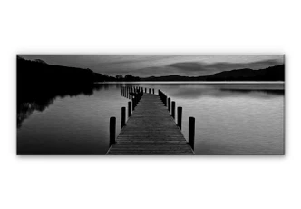Alu-Dibond Bild Seepanorama - schwarz/weiß 