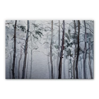 Alu-Dibond zilver effect - Aquarel Bos 