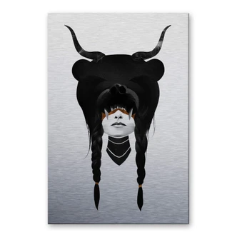 Dibond Schilderij met zilver effect Ireland - Bear Warrior 