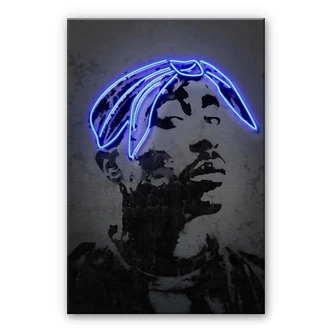 Dibond Schilderij met zilver effect Mielu - 2Pac 