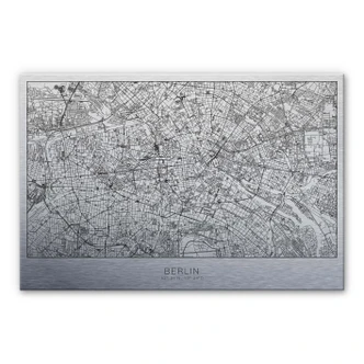 Alu-Dibond mit Silbereffekt Stadtplan Berlin 