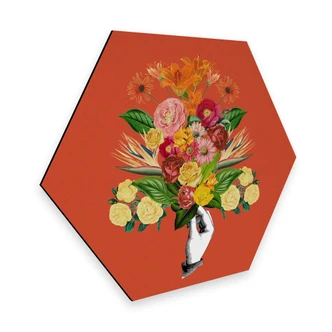 Hexagon - Alu-Dibond Frida Floral Studio - Botanical Red 