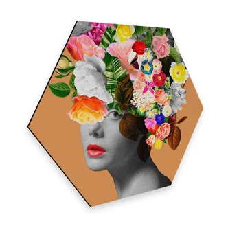 Hexagon - Alu-Dibond Frida Floral Studio - Orange Lady 