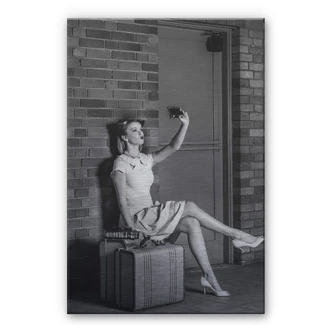 Alu-Dibond Zilver effect - Woodforth - Old fashioned selfie 