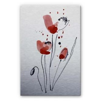 Aluminium Dibond Geïllustreerde Klaprozen 