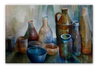 Alu-Dibond Bild Schmucker - Stillleben mit blauer  