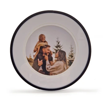 Aluminium Bilderrahmen Gold Schwarz mit Passepartout - Rund - 25,4 x 25,4 cm 