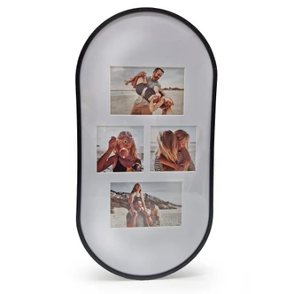 Aluminium Bilderrahmen Schwarz abgerundet - für 4 Fotos - 25,4 x 50,8 cm 