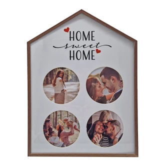 Aluminium Haus-Bilderrahmen Braun mit Passepartout - für 4 Fotos - 25,4 x 34,3 cm 