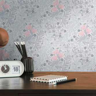 Papier peint à motifs floraux Blanc Rose - papier peint à fleurs et à feuilles 