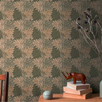 Papier peint intissé fleuri avec motif floral Marron Beige - papier peint avec des herbes 