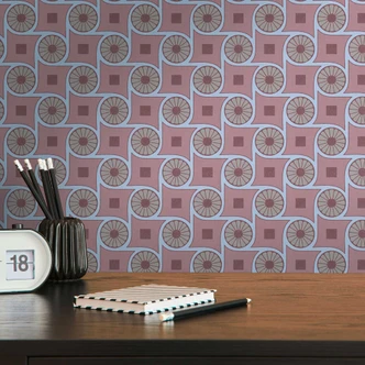 Papier peint graphique avec motif circulaire violet bleu - papier peint intissé style rétro 