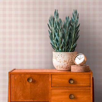 Papier peint intissé à carreaux rétro crème beige - papier peint à carreaux vintage moderne 