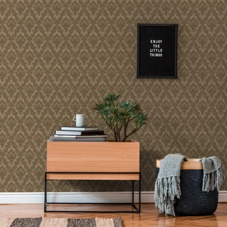 Architects Paper non-woven wallpaper with real flock Castello brown 