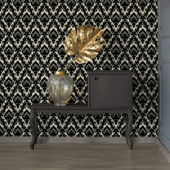 Architects Paper non-woven wallpaper with real flock Castello cream, black 