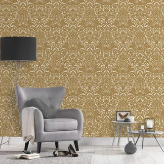 Architects Paper non-woven wallpaper with real flock Castello brown, cream 
