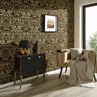 Architects Paper non-woven wallpaper with real flock Castello black 