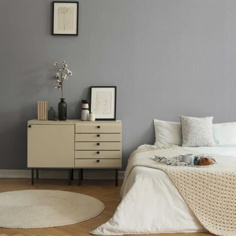 Non-woven tapet med silvergrå linjemönster - tapet med skimrande effekt 