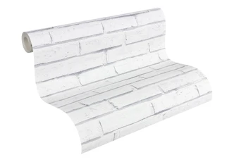 A.S. Création paper behang Authentic Walls grijs, wit 