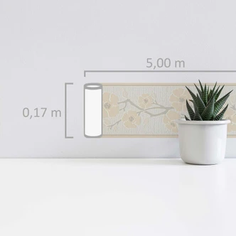 A.S. Création selbstklebende Bordüre Only Borders mit Blumen beige, creme, grau 