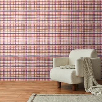 Carta da parati a quadretti rosa arancio - Carta da parati in tessuto non tessuto a quadretti moderni - colorata e creativa Carta da parati a quadretti rosa arancio - Carta da parati in tessuto non tessuto a quadretti moderni - colorata e creativa