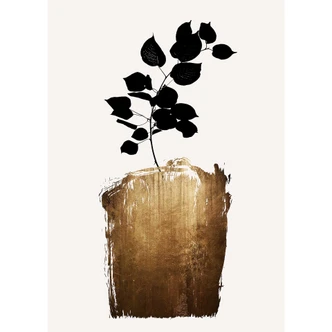 Livingwalls Fototapete ARTist Golden Scabiosa abstrakte Kunst gold, schwarz, weiß 