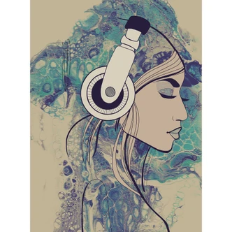 Livingwalls papier peint photo ARTist Acryl Lady motif aquarelle beige, bleu, turquoise 