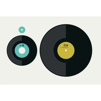 Livingwalls Fototapete ARTist LP vs. EP gelb, schwarz, türkis 